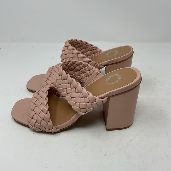 Journee Melissa Sandals Womens 8 Pink Woven Straps Block Heel Slip On Shoes - Picture 5 of 10